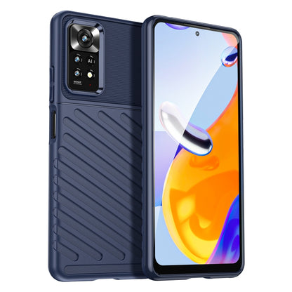 Navy blue shockproof TPU phone case, textured grip with camera and port access