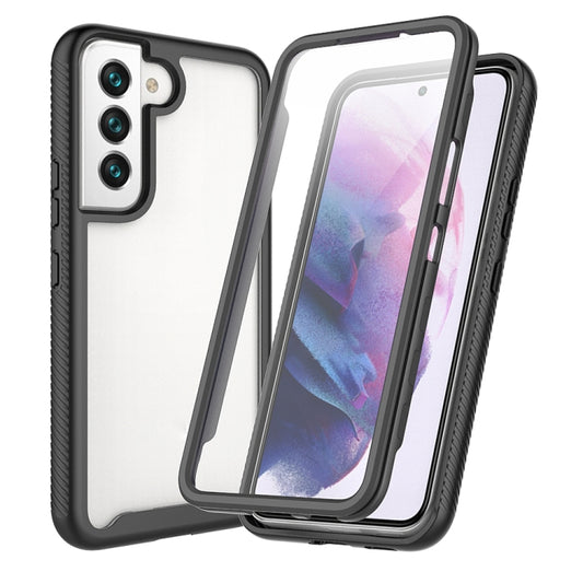 Black phone case with clear screen protector and raised camera protection