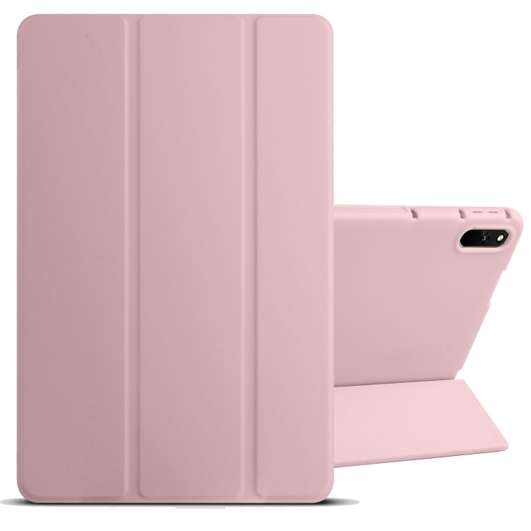 3-fold tablet case in light pink with tri-fold cover and corner cutout
