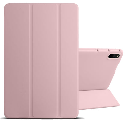 3-fold tablet case in light pink with tri-fold cover and corner cutout
