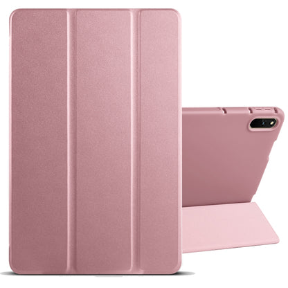 Tri-fold tablet case with textured finish and stand flap, rose pink