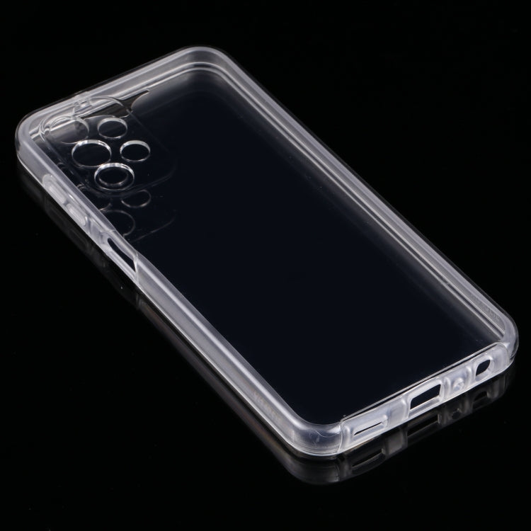 Clear TPU phone case angled view with camera cutout and side button openings