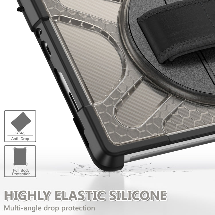 Tablet case corner with textured shock edge and clear protective front panel
