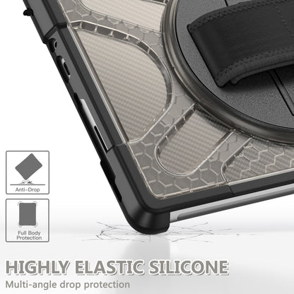 Tablet case corner with textured shock edge and clear protective front panel