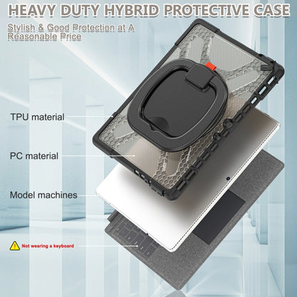 Tablet case showing TPU and PC hybrid materials, with kickstand handle and rugged corners