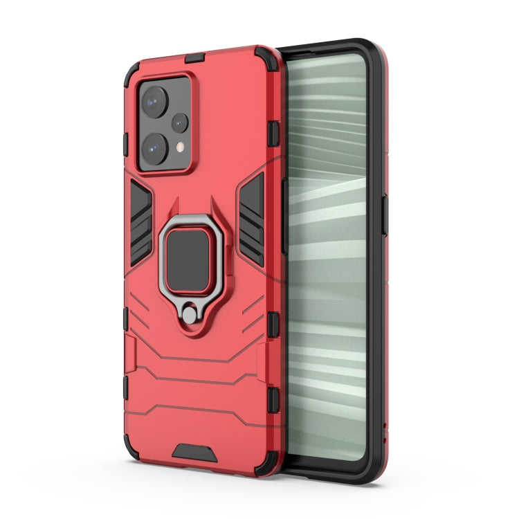 Red rugged phone case with magnetic ring holder for smartphone