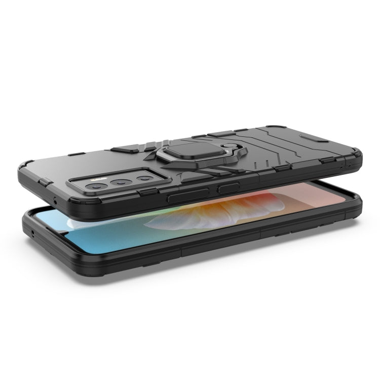 Rugged phone case with magnetic ring holder, side and front protection cover