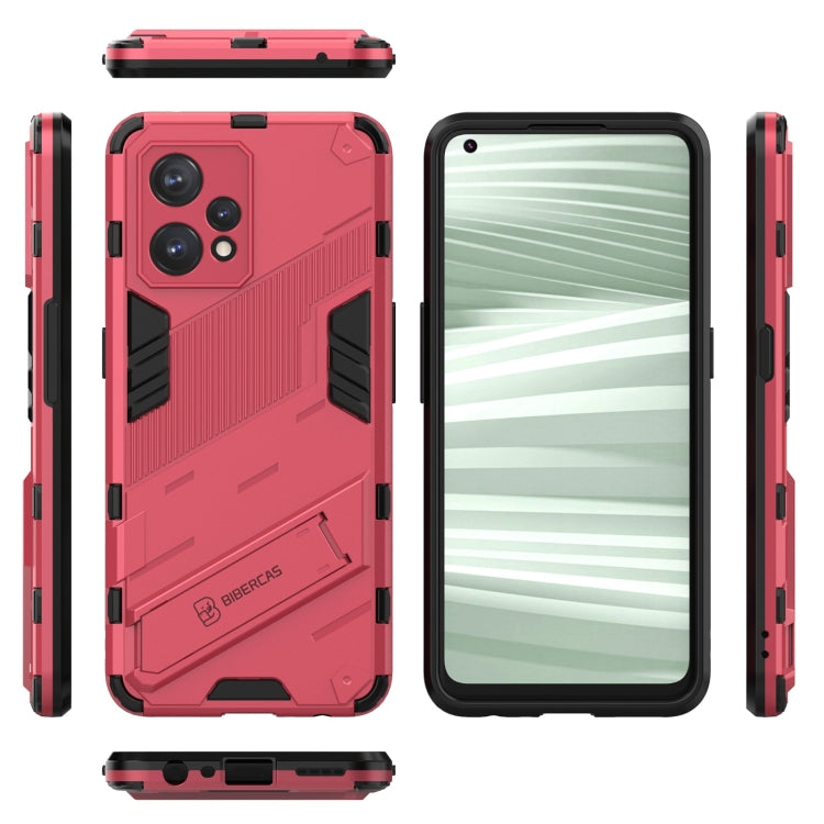 Rugged phone case set in light red showing front, back, and side protection features