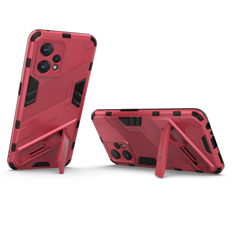 Light red rugged phone case with foldable kickstand viewing angle support