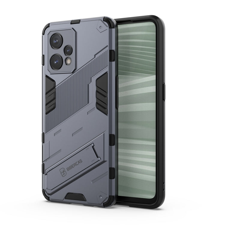 TPU shockproof phone case with invisible holder, grey rugged armor design