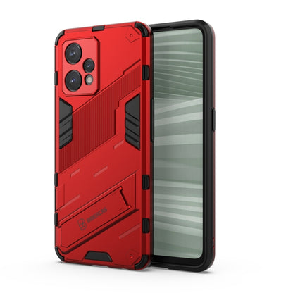 TPU shockproof phone case with invisible holder, red rugged armor design