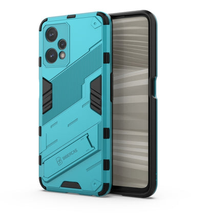 TPU shockproof phone case with invisible holder, teal blue rugged armor design