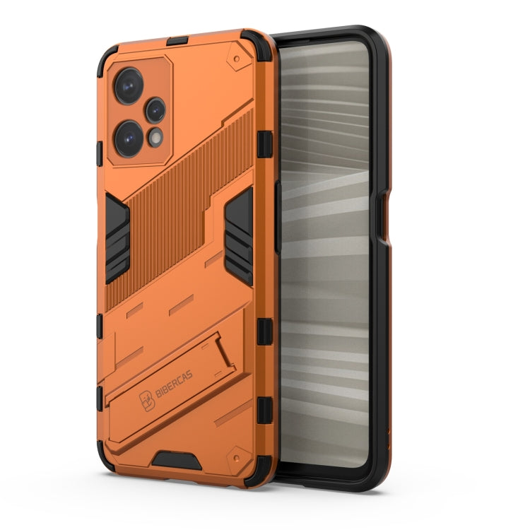 TPU shockproof phone case with invisible holder, orange rugged armor design