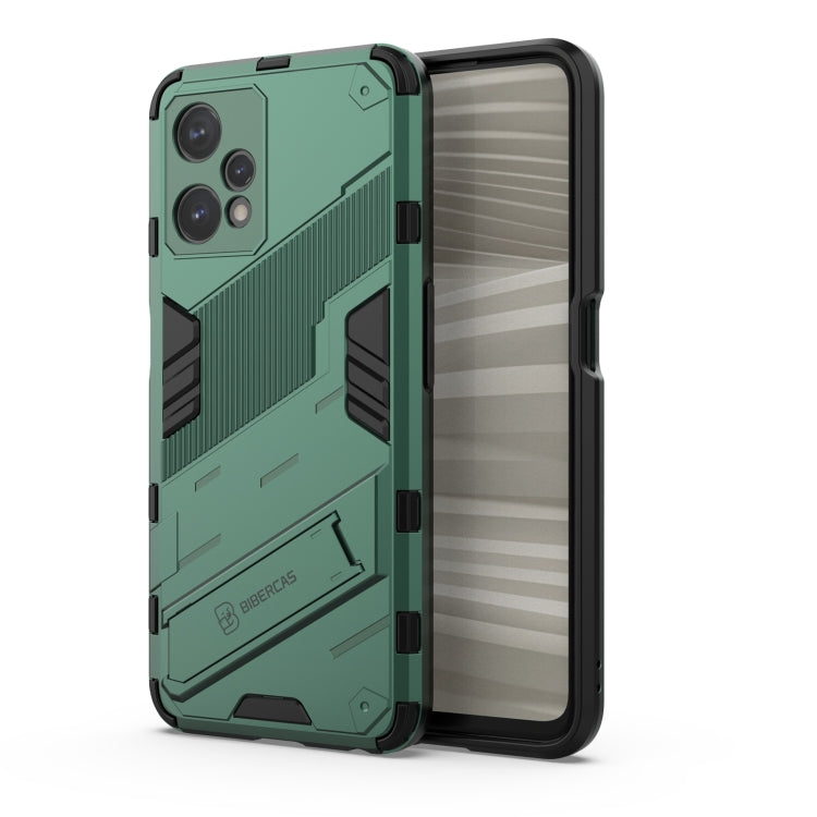 TPU shockproof phone case with invisible holder, green rugged armor design