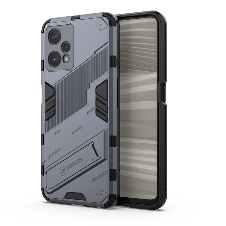 TPU shockproof phone case with invisible holder, light grey rugged armor design