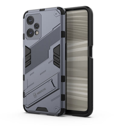 TPU shockproof phone case with invisible holder, light grey rugged armor design