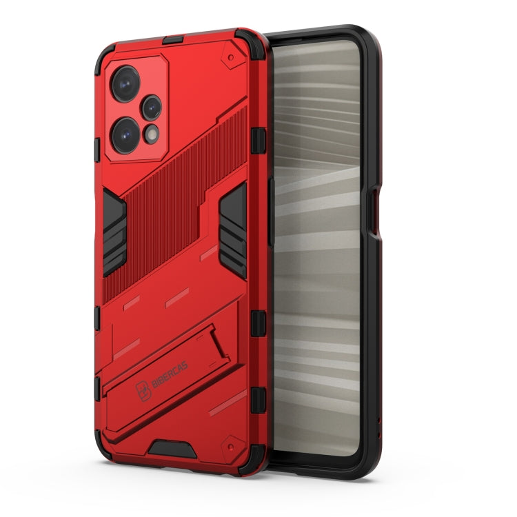 TPU shockproof phone case with invisible holder, red rugged armor design