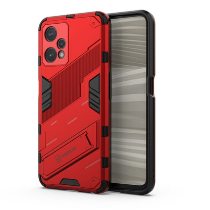 TPU shockproof phone case with invisible holder, red rugged armor design