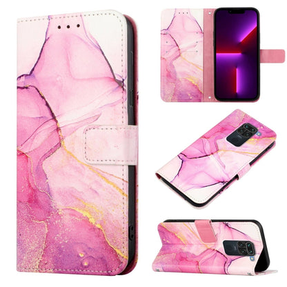 Marble-pattern flip leather phone case, pink agate design with matching pink strap