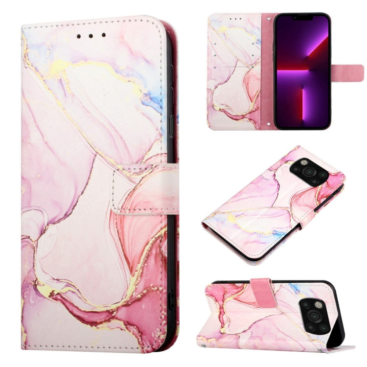 Marble pattern flip leather phone case with pink abstract marble, flip folio style.