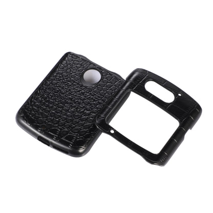 Black crocodile-textured leather phone case, front and back with camera cutout