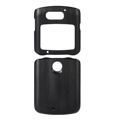 Black PU phone case with circular camera opening and rectangular charging cutout