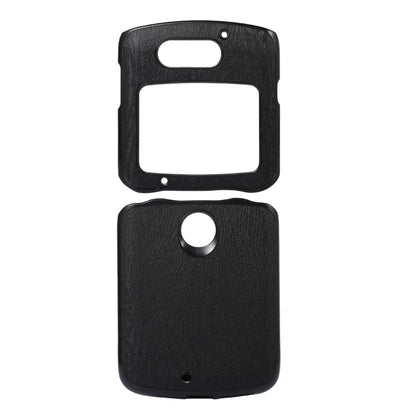 Black wood-texture PU phone case with camera cutout and side openings for Razr 5G