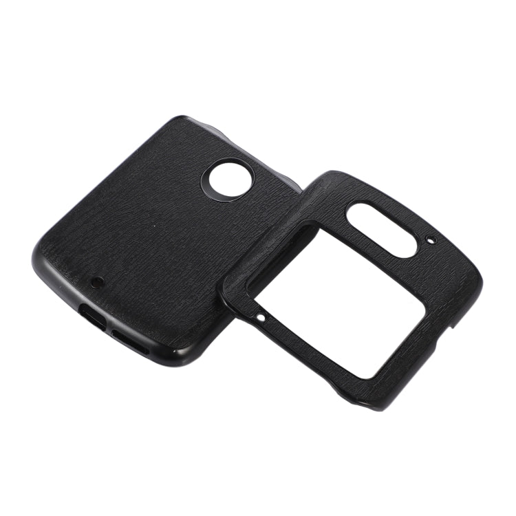 Black wood-texture PU phone case for Razr 5G, with camera and charging cutouts