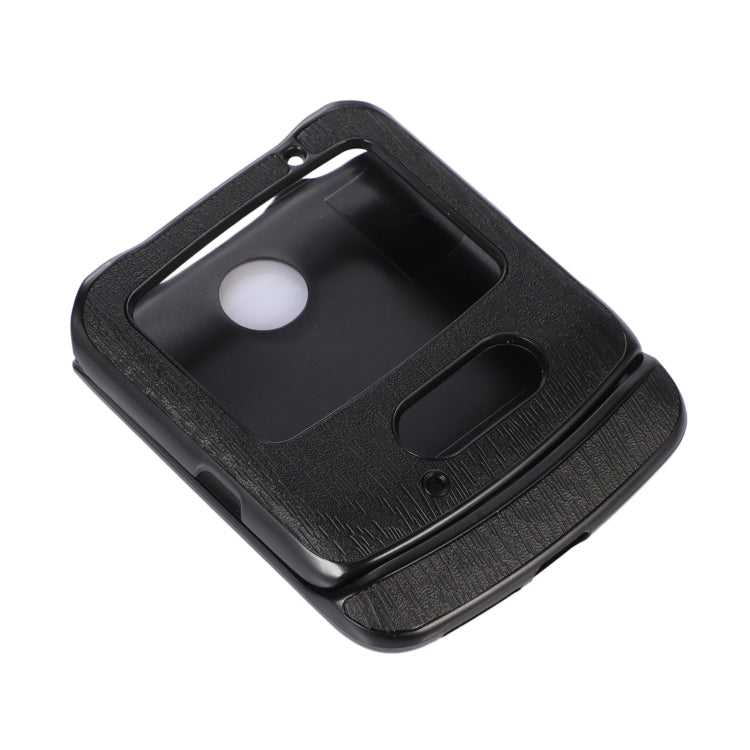 Black wood-texture PU phone case for Razr 5G with camera and speaker cutouts