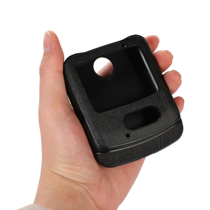 Black wood-texture PU phone case for Razr 5G, grippy texture with camera cutout