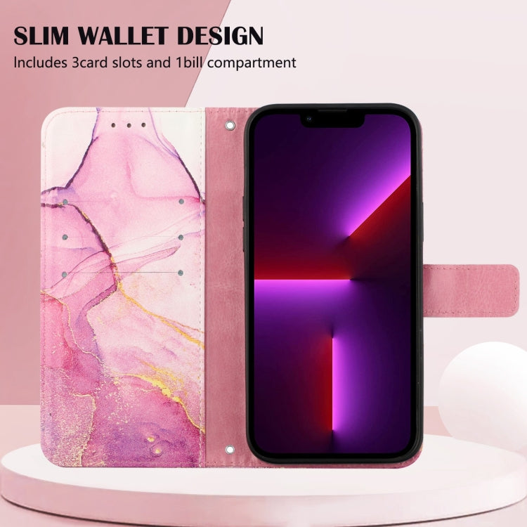 Marble-pattern flip leather wallet phone case with slim card slots and flip cover
