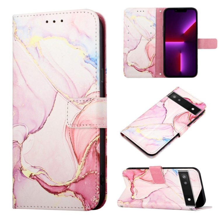 Marble-pattern flip leather wallet phone case with pink and purple marbled design