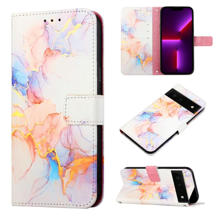 Pastel marble flip leather phone wallet case with card slots and magnetic closure