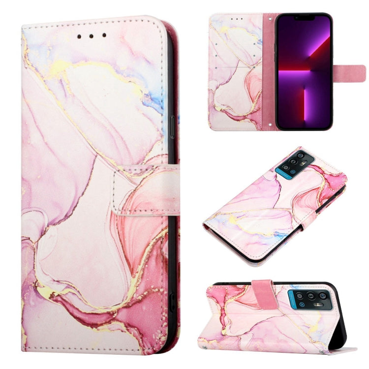 Marble pattern flip leather phone case with pink and white marbling for everyday protection