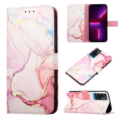 Marble pattern flip leather phone case with pink and white marbling for everyday protection