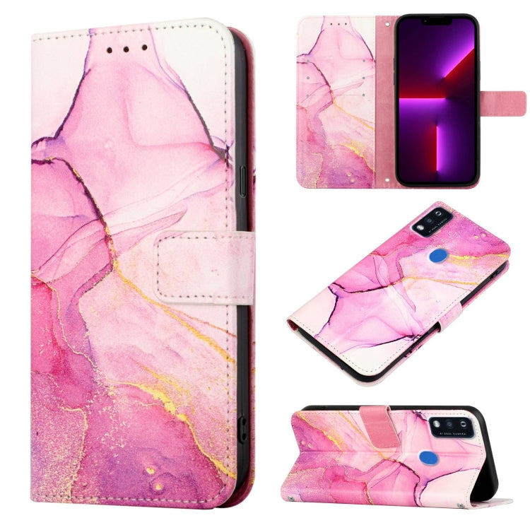 Marble pattern flip leather phone case with vivid pink and gold marbling for phone protection