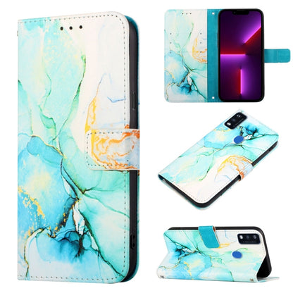 Marble pattern flip leather phone case with turquoise blue marbling for mobile protection