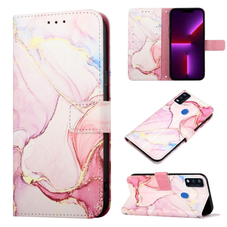 Marble pattern flip leather phone case with pink and peach marbling for everyday protection