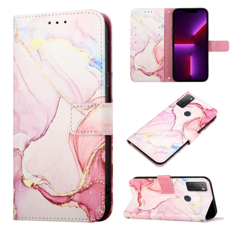 Marble-pattern flip leather phone case, pink and white marble with card slots and phone window