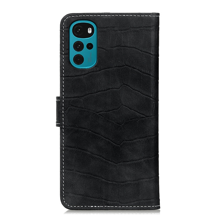 Black crocodile-texture leather phone case with cutouts for camera and ports