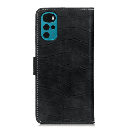 Black crocodile-texture leather phone case with cutouts for camera and ports