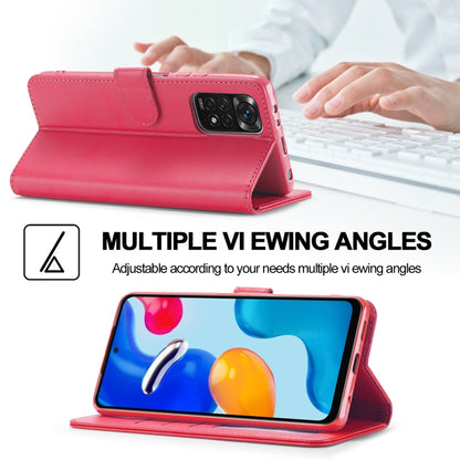 Pink calf-texture leather flip phone case folded as kickstand with camera cutout