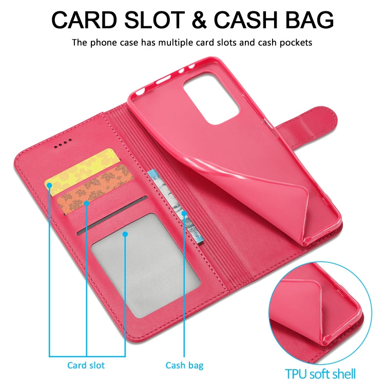 Pink calf-texture leather flip phone case with card slots and cash pocket