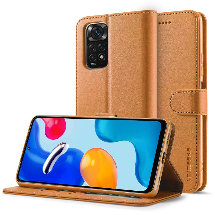 Brown calf-texture leather flip phone case with side strap and camera cutout
