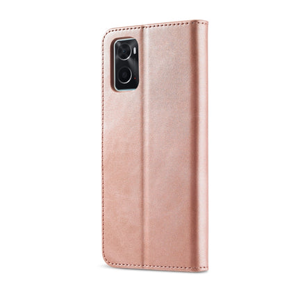 Rose gold leather phone case with camera cutout and smooth back panel