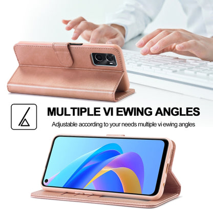 Rose gold leather folio phone case with angled stand and camera cutout