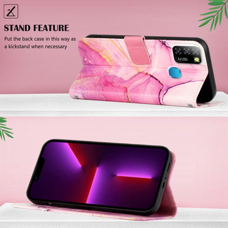 Pink marble flip leather phone case with kickstand support and side cutouts