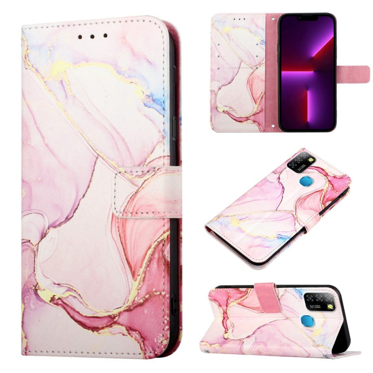 Pink and white marble flip leather phone case with wallet pocket and camera cutout