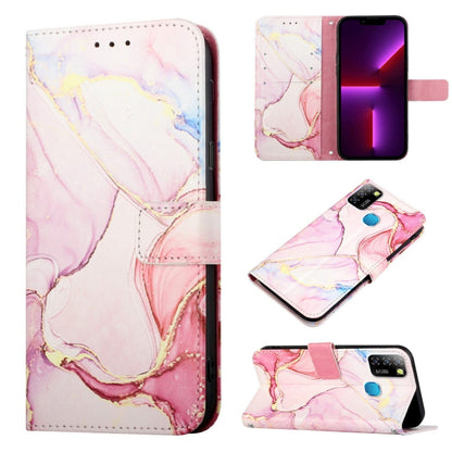 Pink and white marble flip leather phone case with wallet pocket and camera cutout