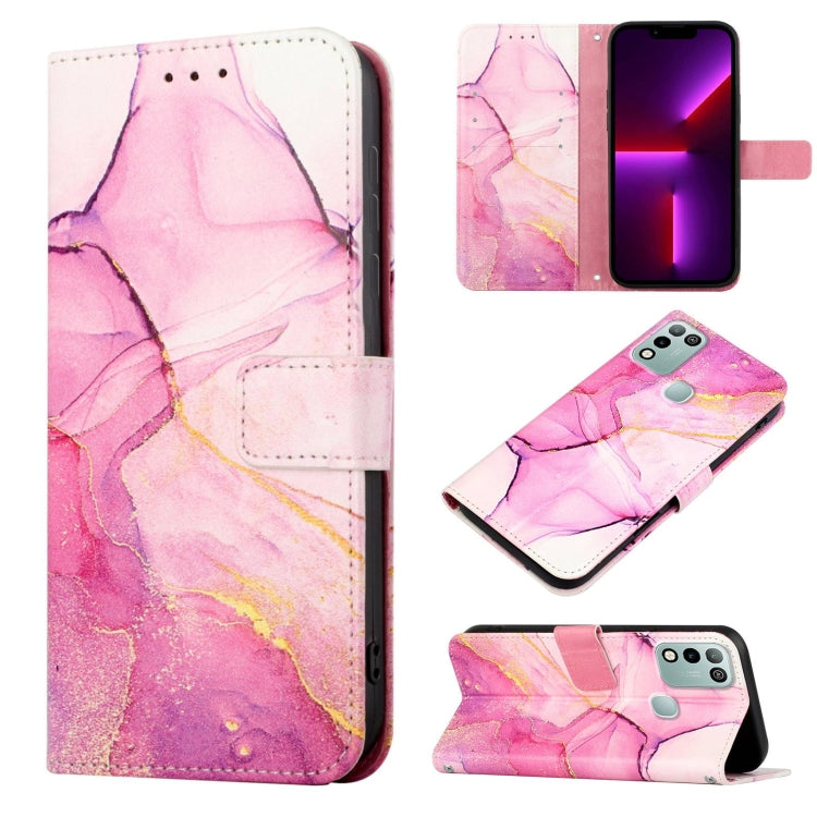 Pink marble flip leather phone case with folio fold and side port openings